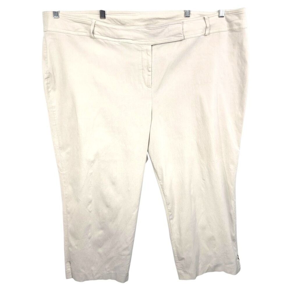 Lane Bryant Plus Size 28 Capri Pants‎ Cream Trousers Pockets Stretch White 461